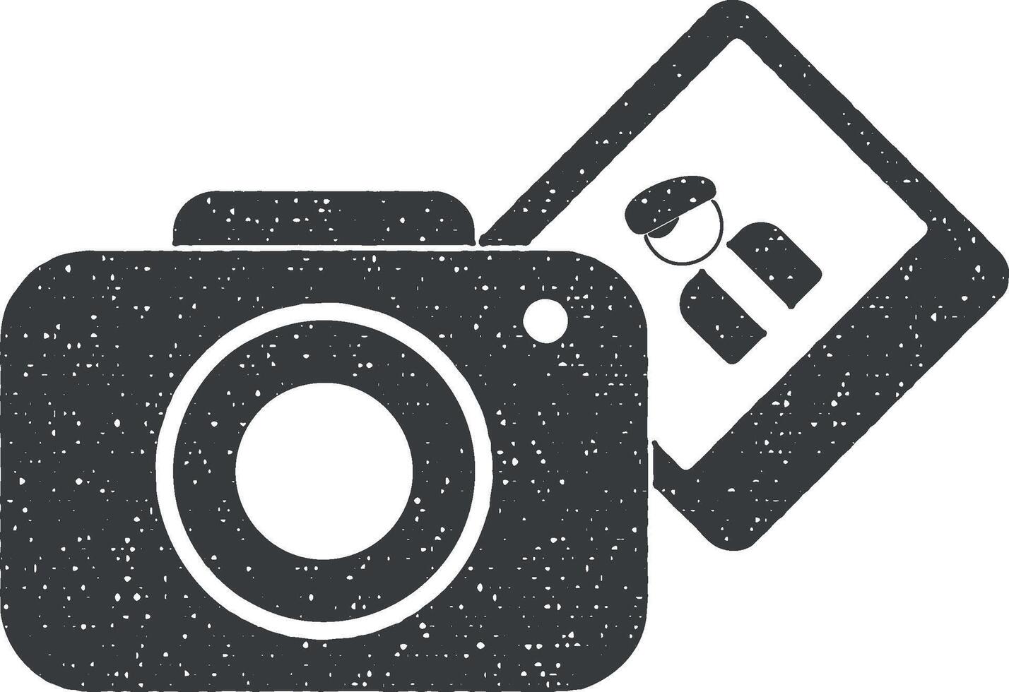 camera and photo vector icon illustration with stamp effect