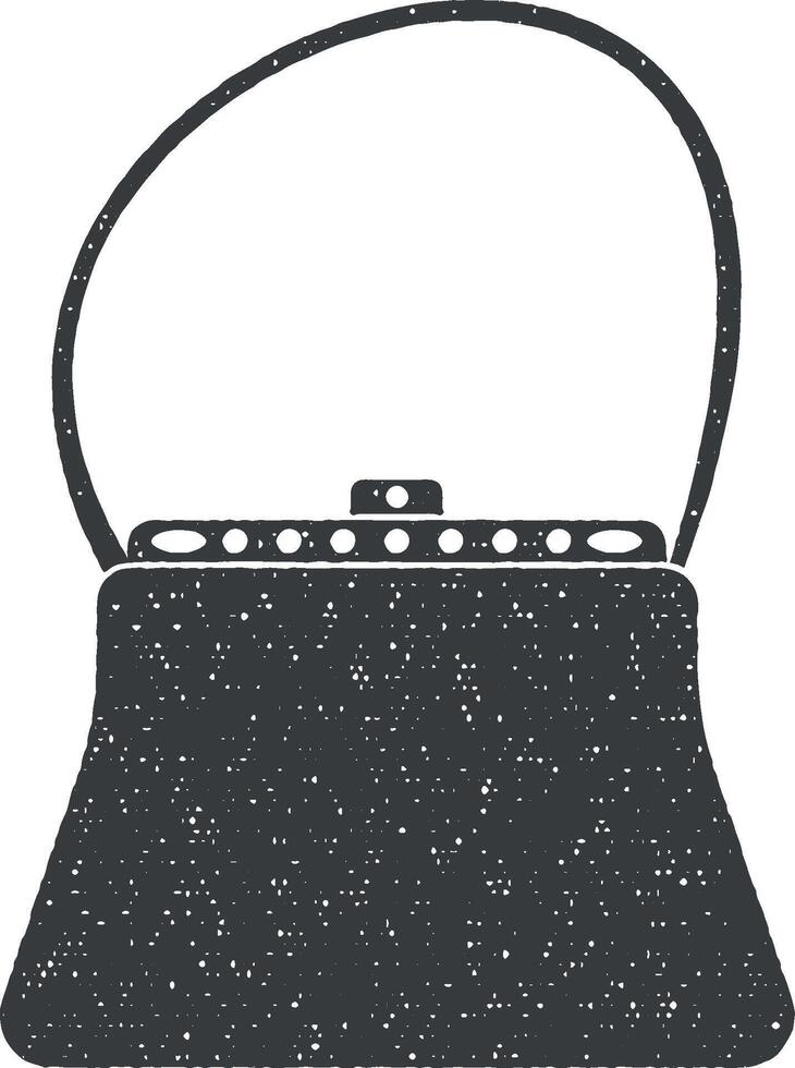 ladies handbag vector icon illustration with stamp effect