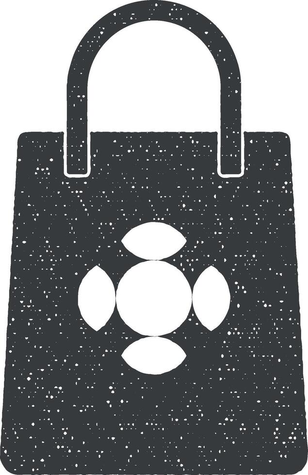 ladies handbag vector icon illustration with stamp effect