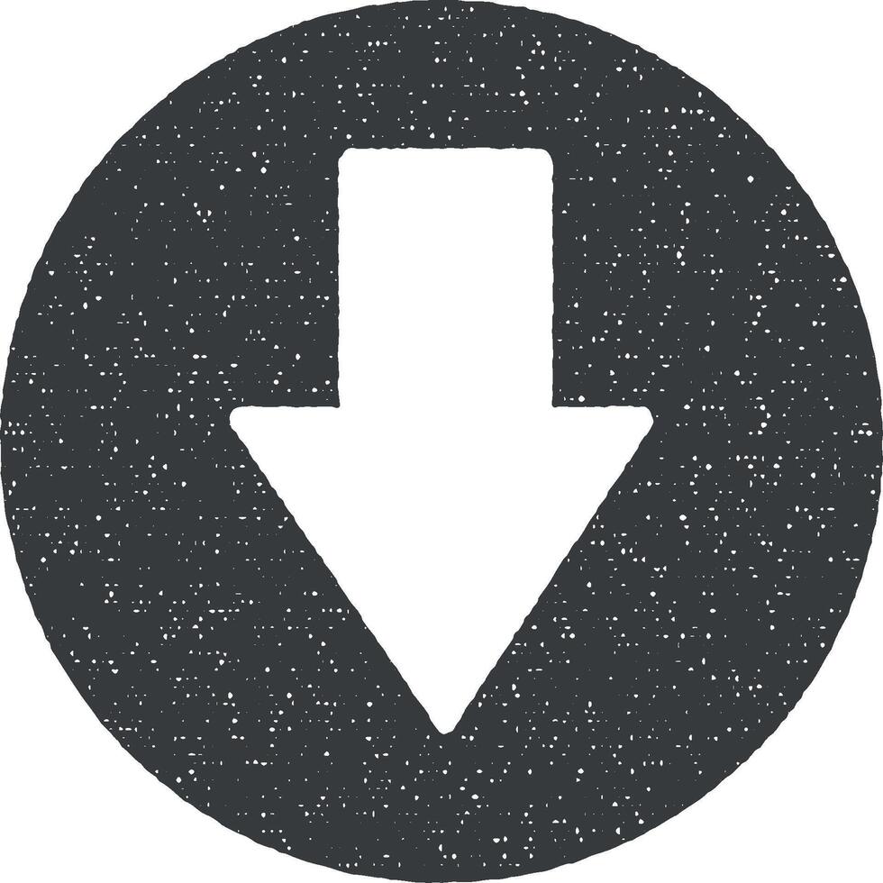 flecha abajo vector icono ilustración con sello efecto