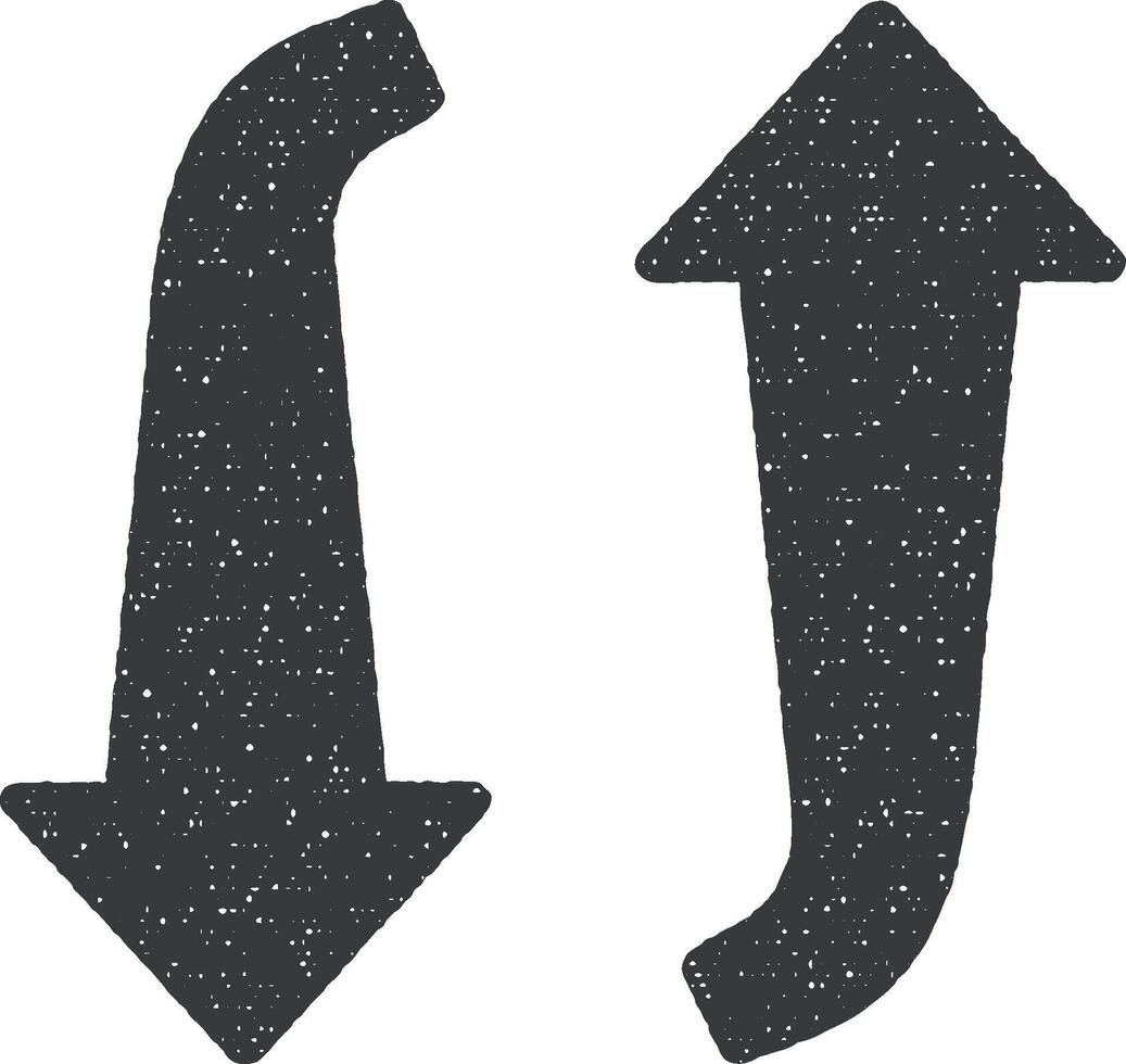 flecha arriba abajo vector icono ilustración con sello efecto