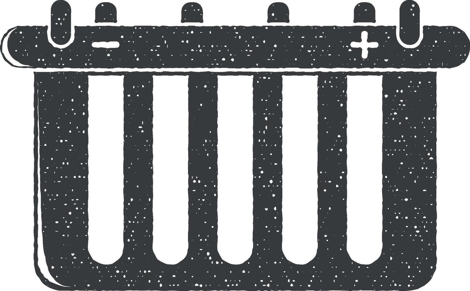 car battery vector icon illustration with stamp effect