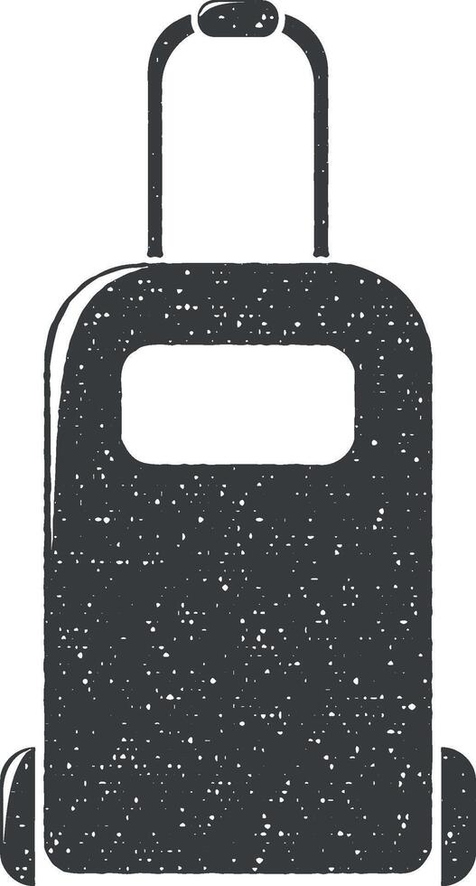 suitcase on wheels vector icon illustration with stamp effect