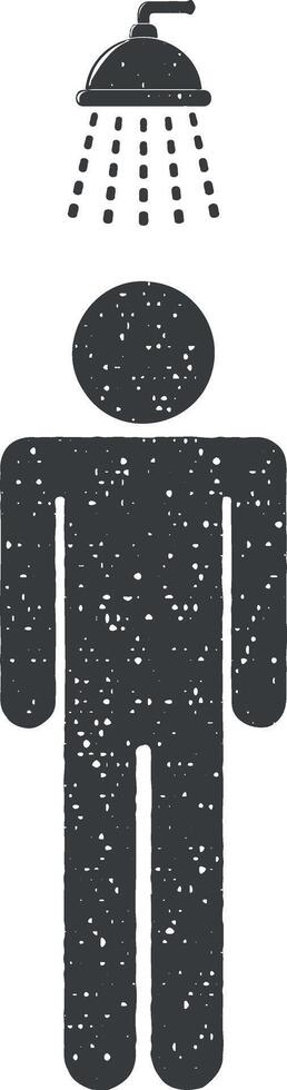 man under the shower vector icon illustration with stamp effect