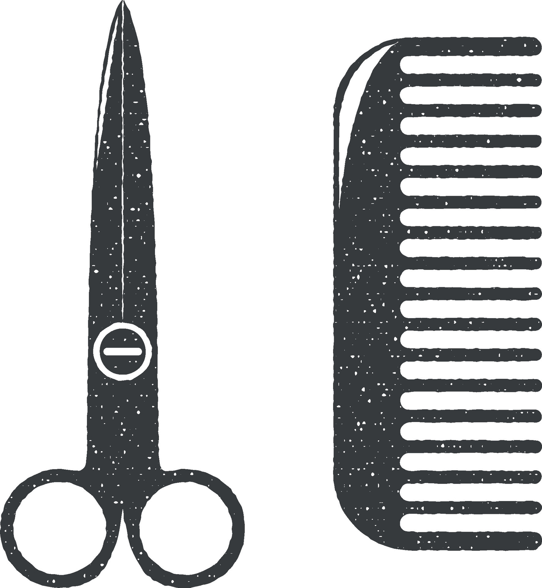 scissors and comb vector icon illustration with stamp effect 38033341