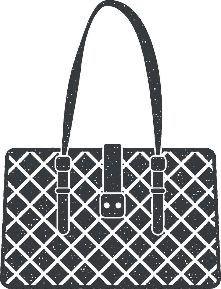 fashionable handbag vector icon illustration with stamp effect