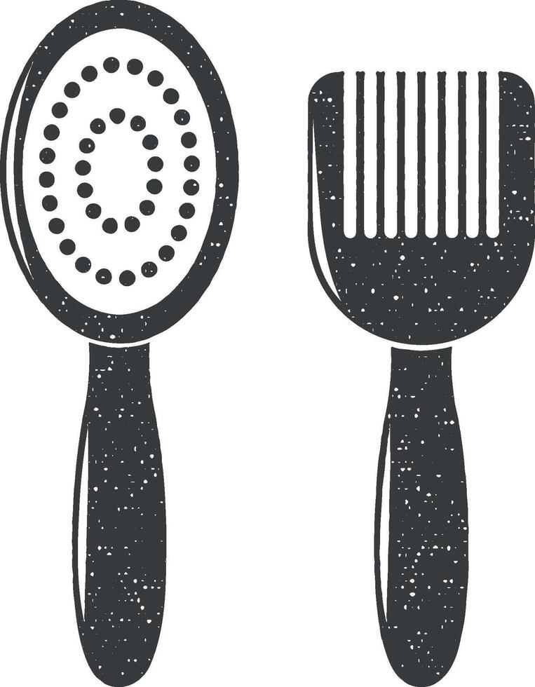 hair brush vector icon illustration with stamp effect