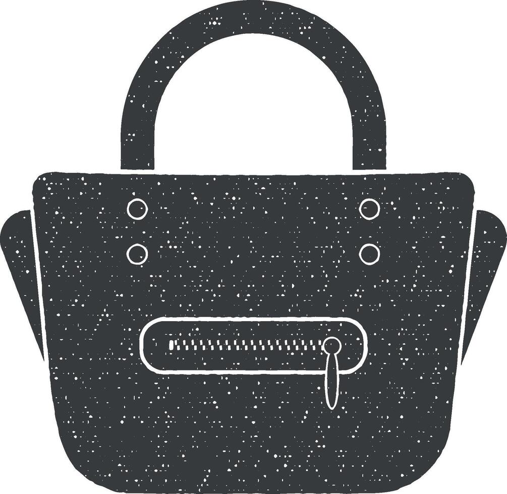 ladies handbag vector icon illustration with stamp effect