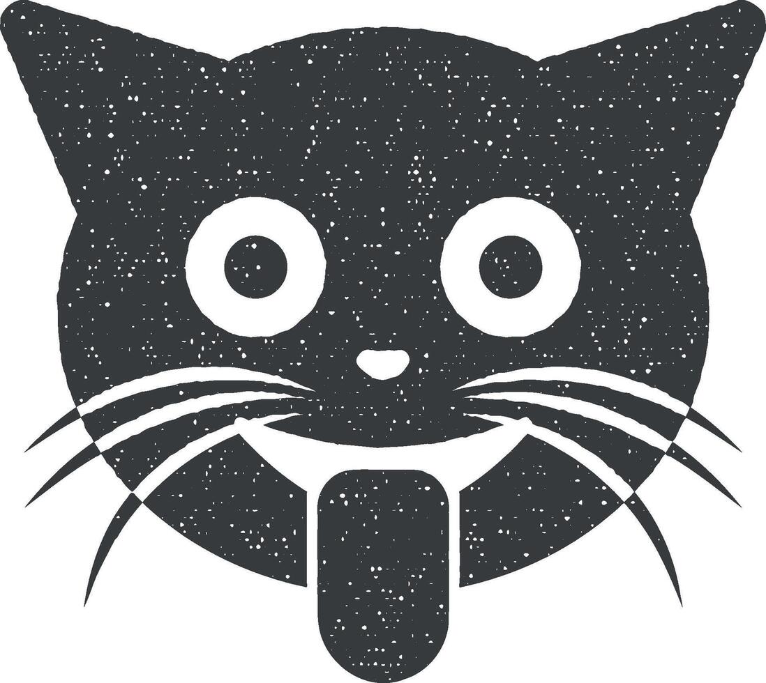 stuck out cat vector icon illustration with stamp effect