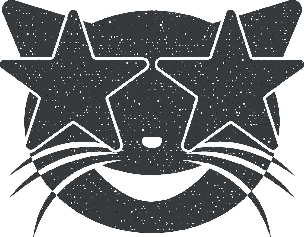 star cat vector icon illustration with stamp effect