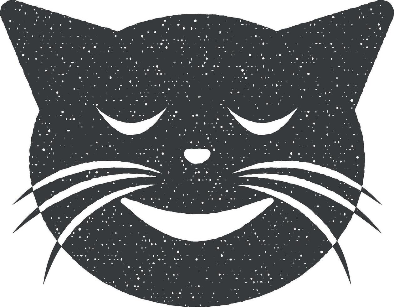 satisfied cat vector icon illustration with stamp effect