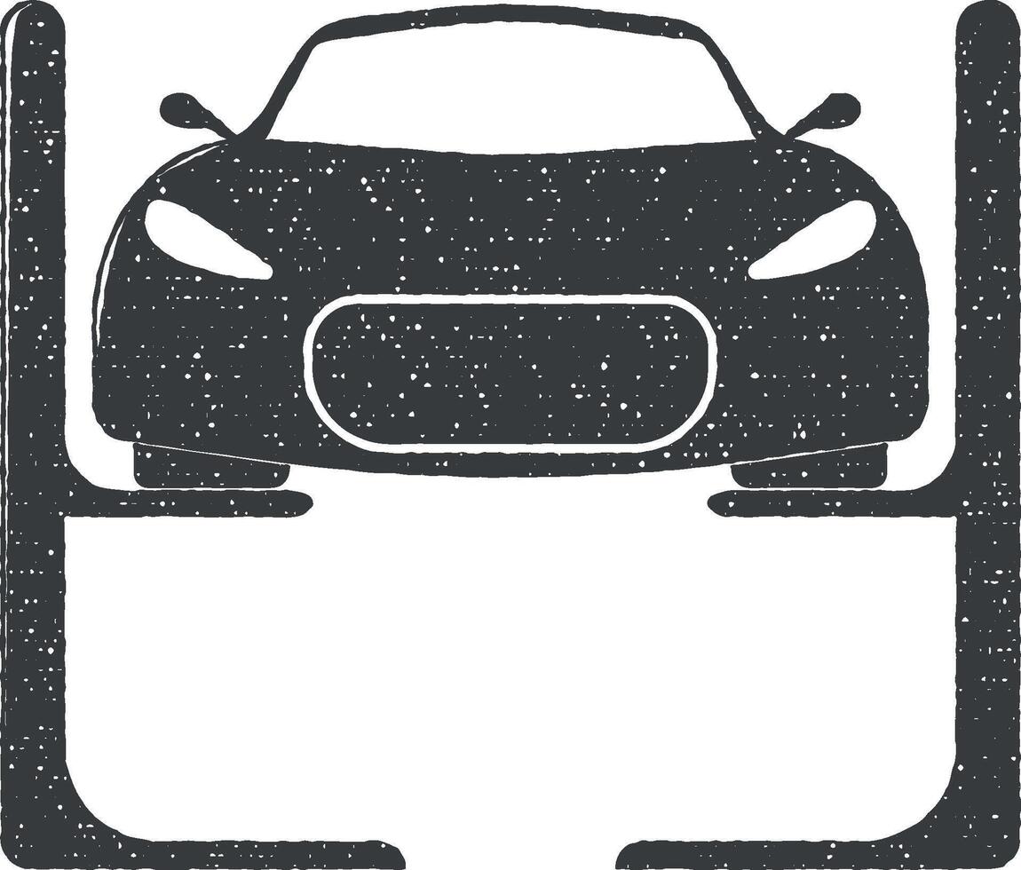 car on a lift vector icon illustration with stamp effect