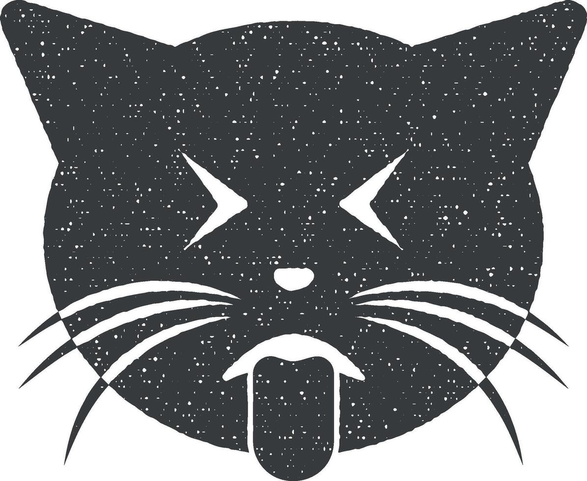 shows the language cat vector icon illustration with stamp effect