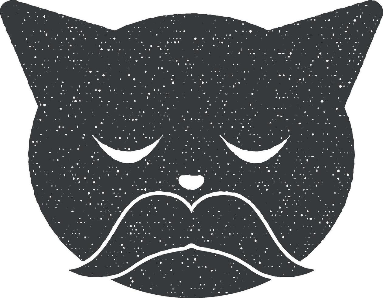 wise cat vector icon illustration with stamp effect