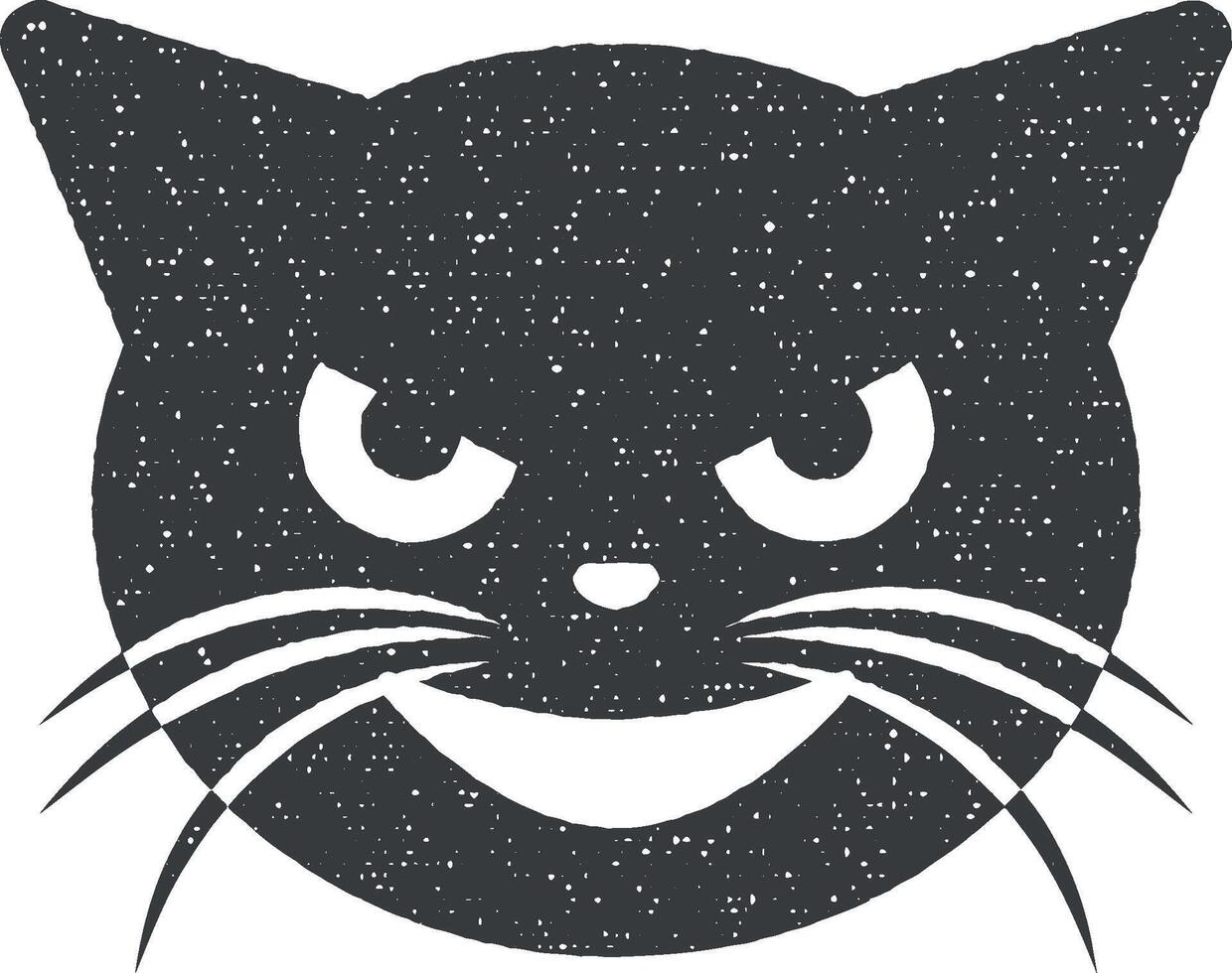 evil cat vector icon illustration with stamp effect