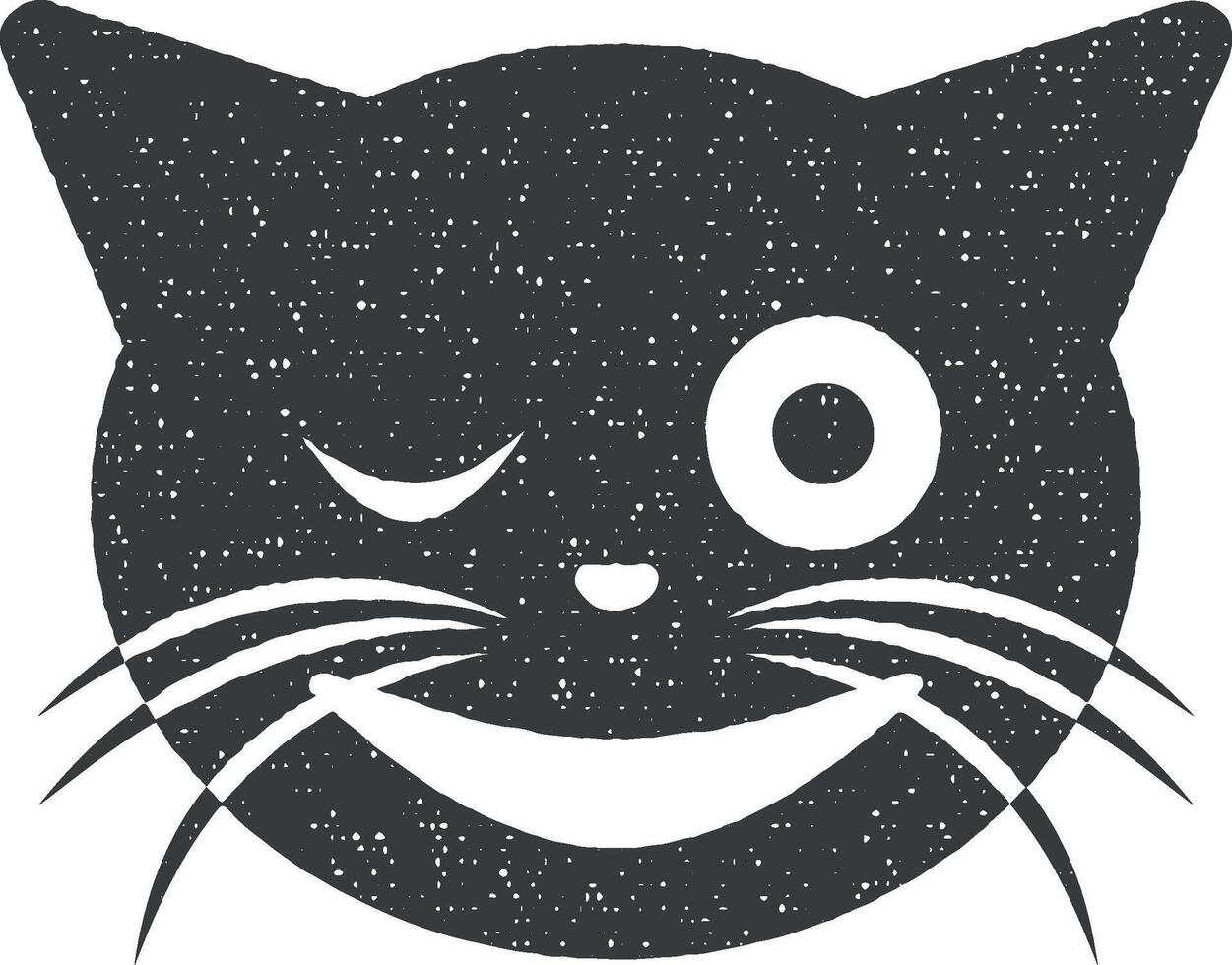 wink cat vector icon illustration with stamp effect