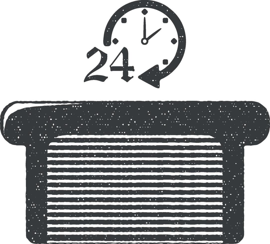 24 horas coche Servicio vector icono ilustración con sello efecto