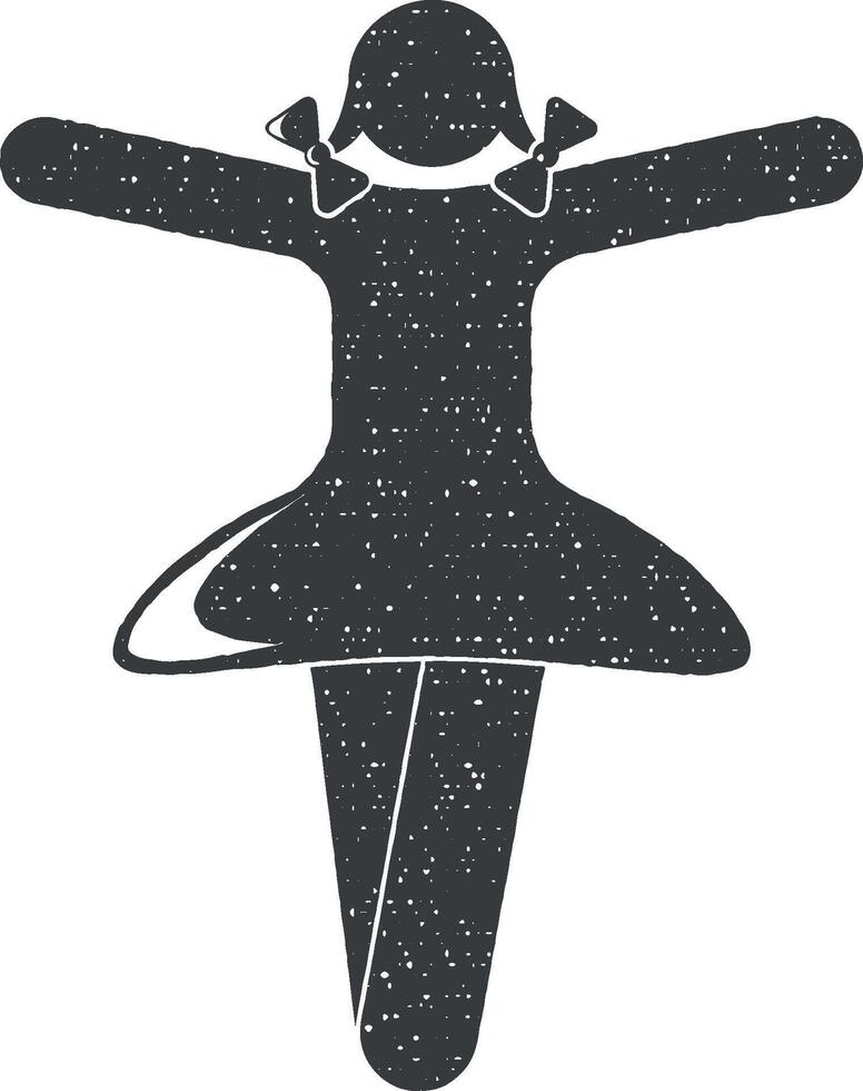 el niña es bailando vector icono ilustración con sello efecto
