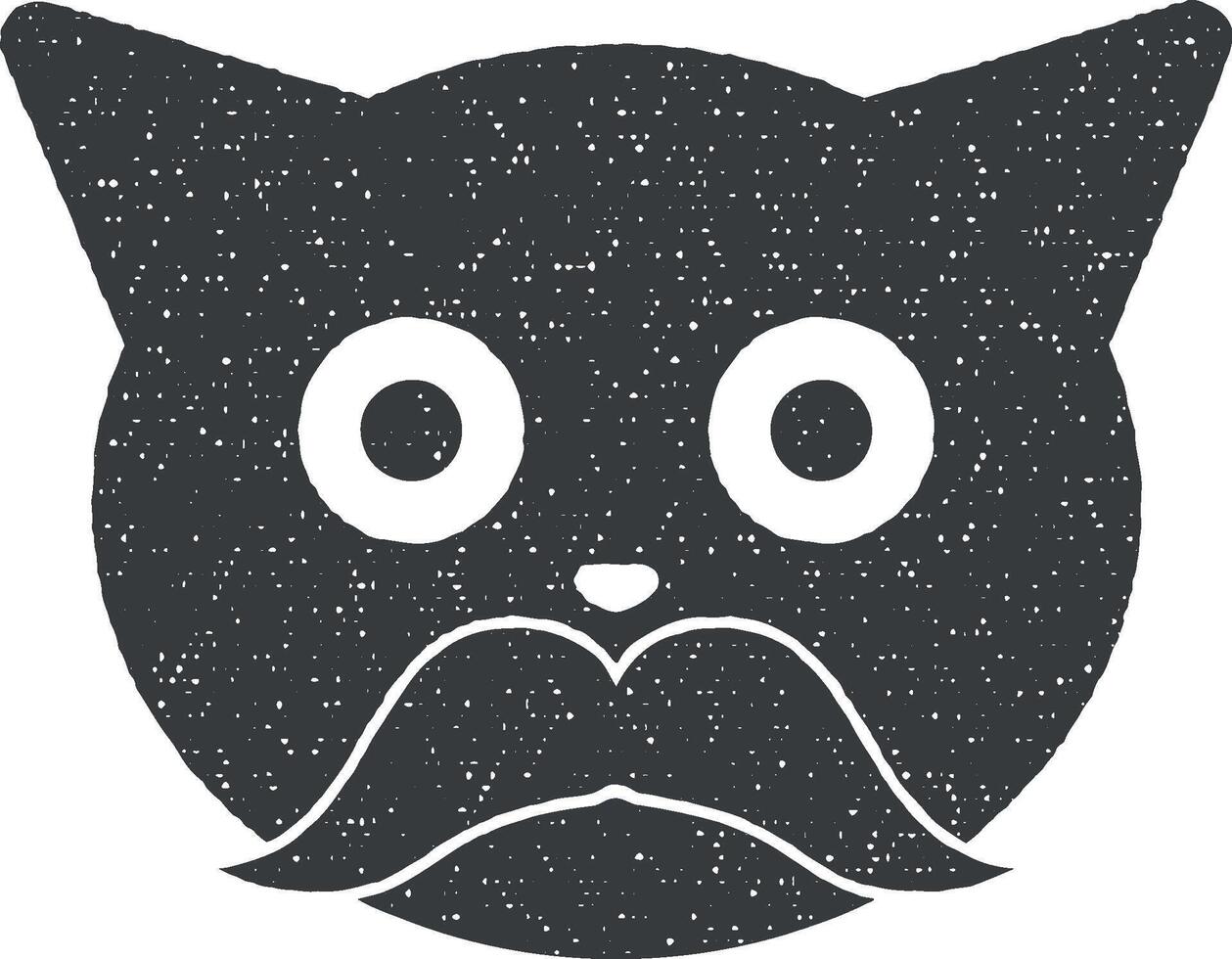 older cat vector icon illustration with stamp effect