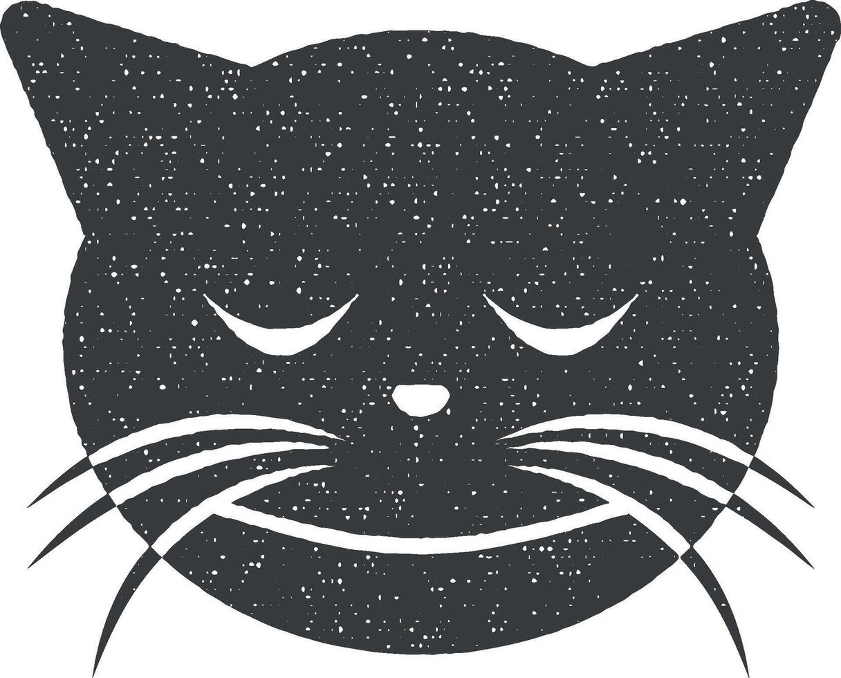 blush cat vector icon illustration with stamp effect