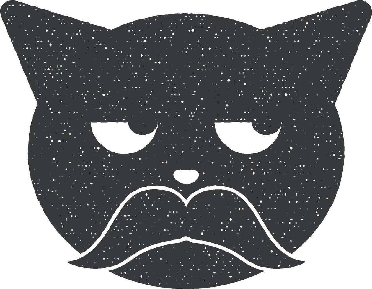 cool older cat vector icon illustration with stamp effect