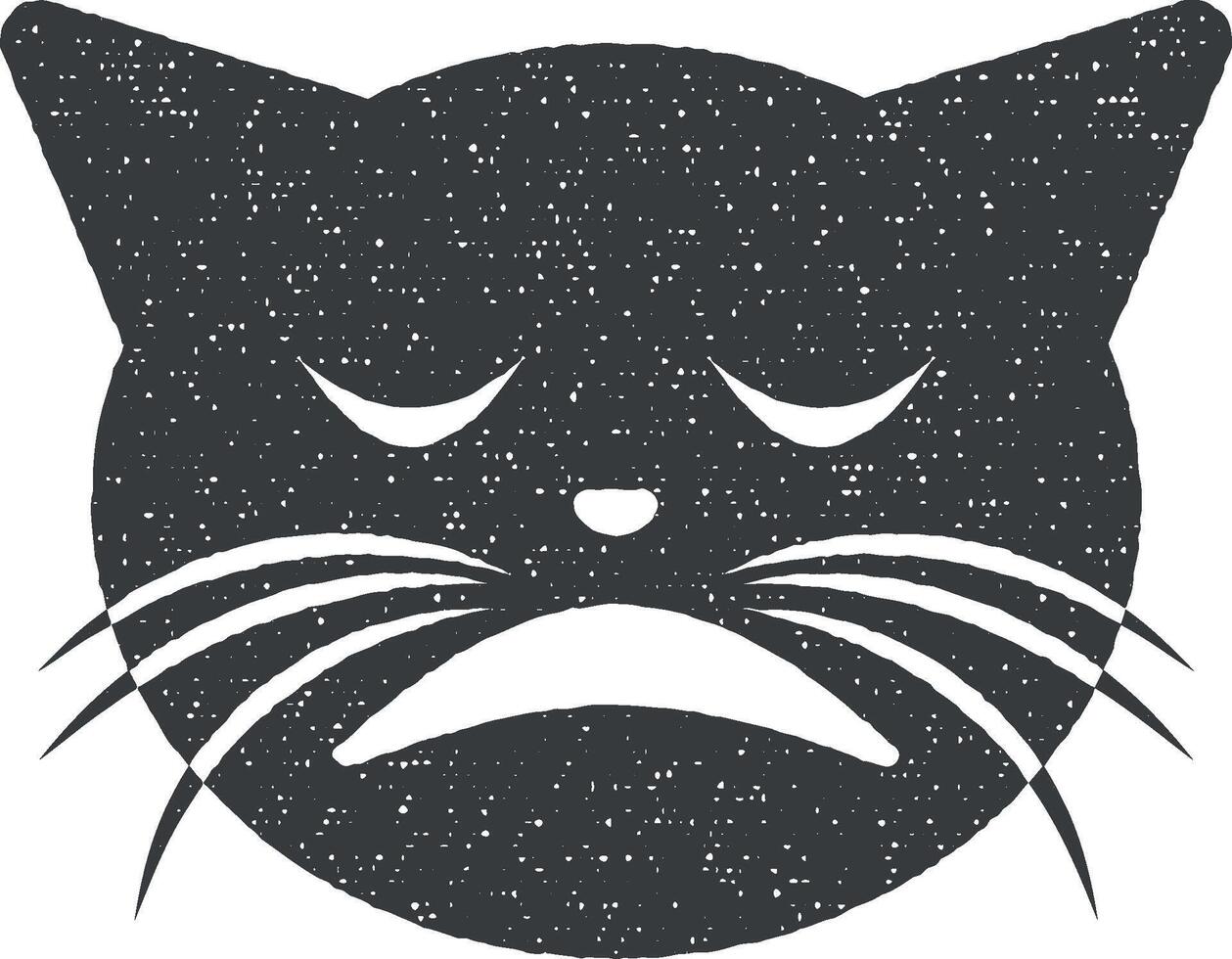 weary cat vector icon illustration with stamp effect