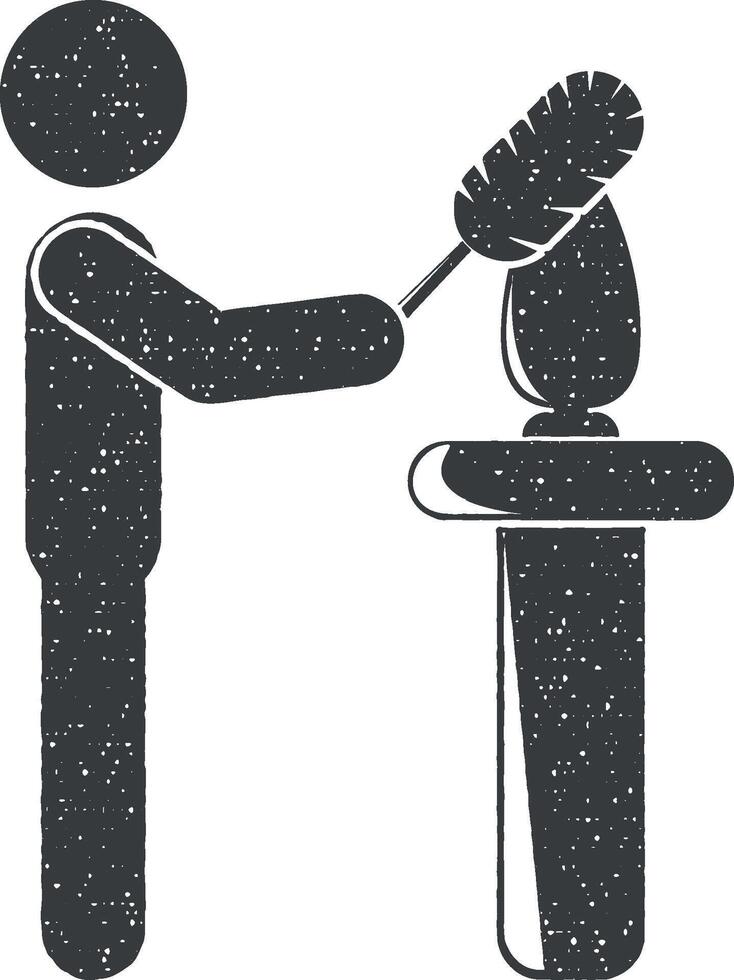 a person removes dust vector icon illustration with stamp effect
