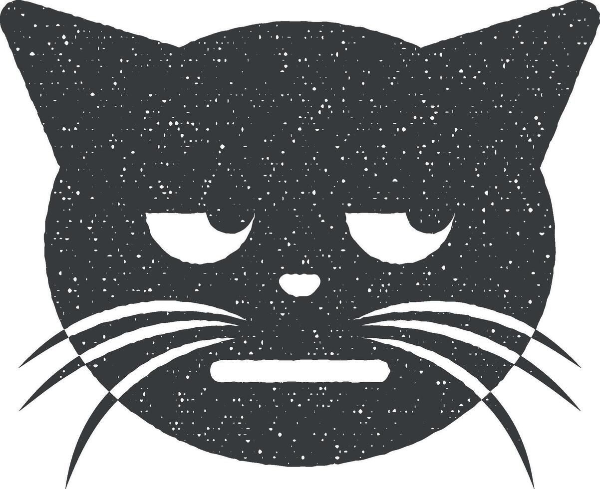 unamused cool cat vector icon illustration with stamp effect