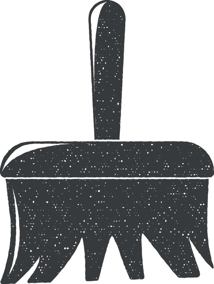 broom vector icon illustration with stamp effect