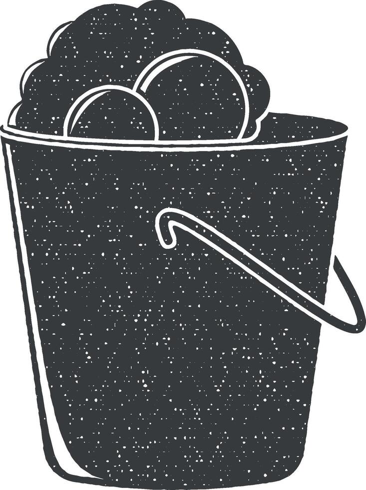 bucket of foam vector icon illustration with stamp effect