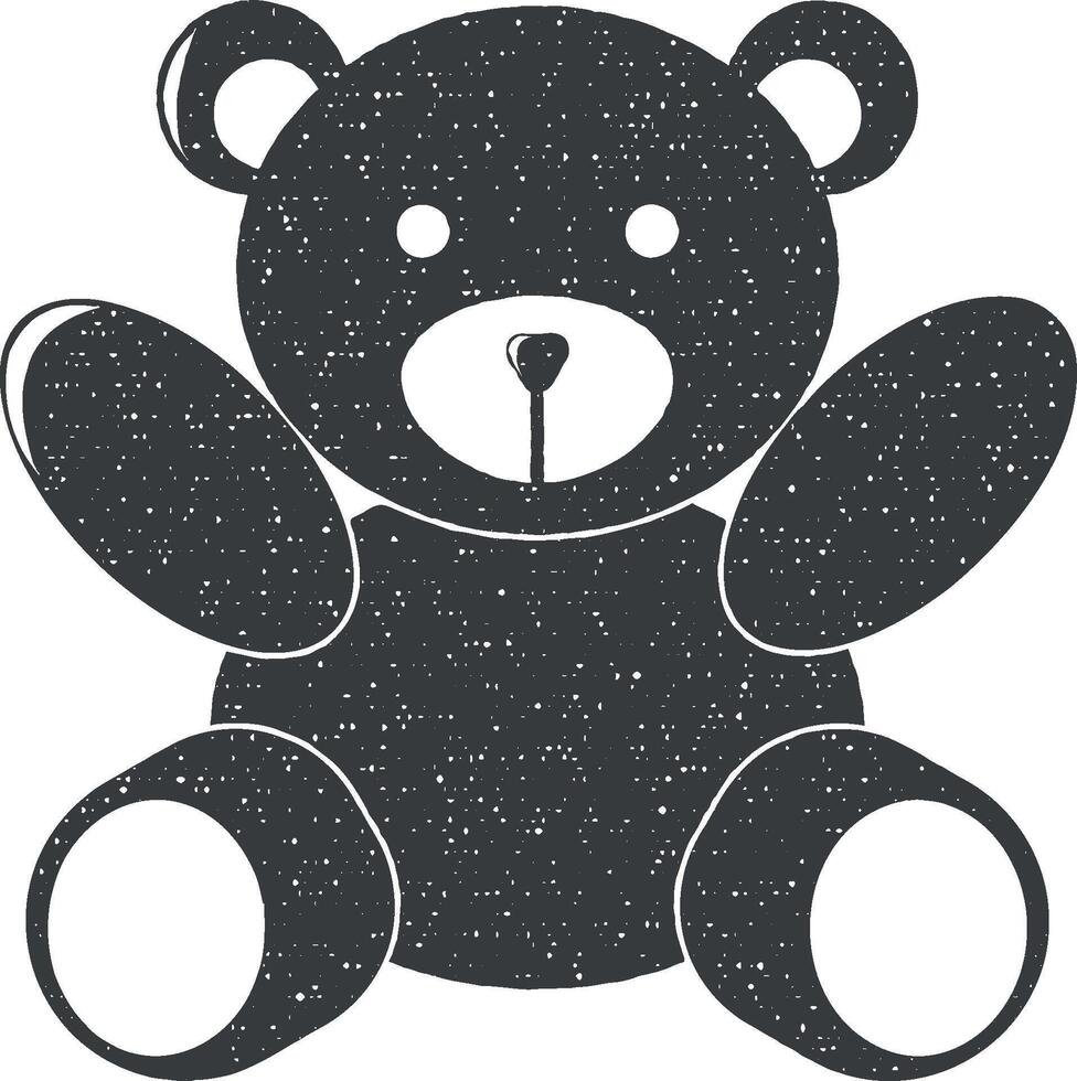 osito de peluche oso vector icono ilustración con sello efecto