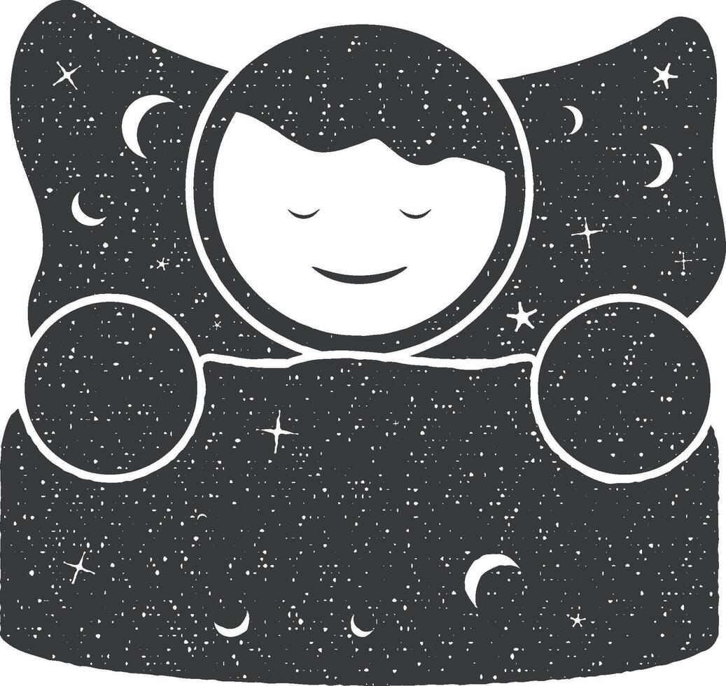 baby in bed vector icon illustration with stamp effect