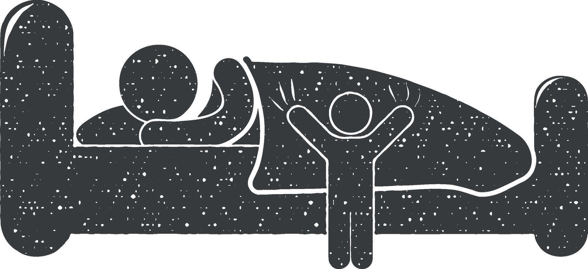 niño despierta padres vector icono ilustración con sello efecto