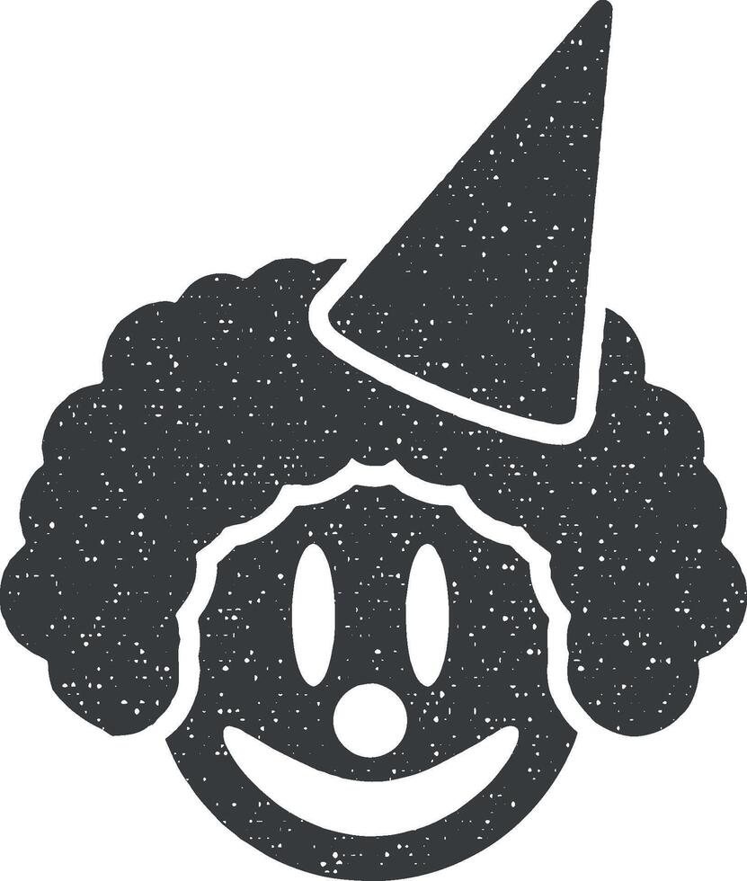 clown glyph style vector icon illustration with stamp effect