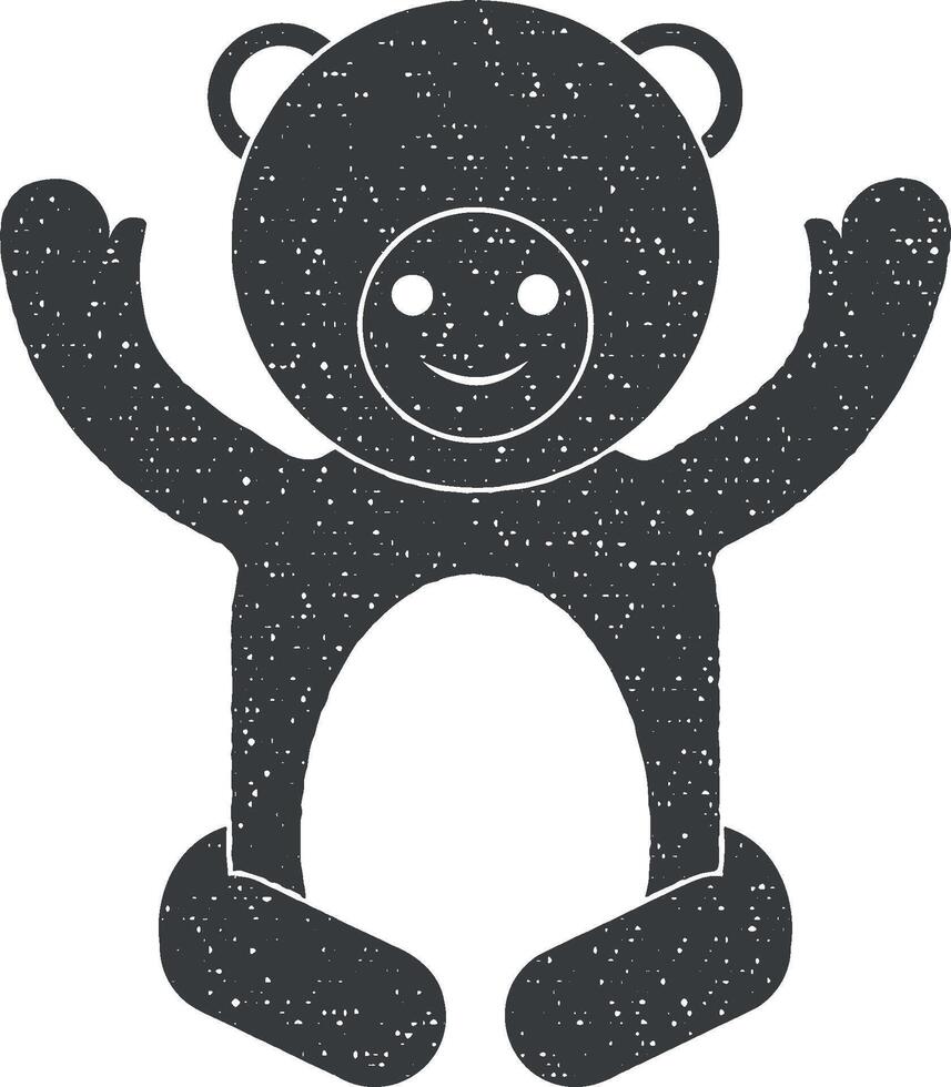 bebé en ropa osito de peluche oso vector icono ilustración con sello efecto
