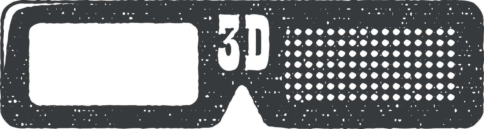 3d cine lentes vector icono ilustración con sello efecto