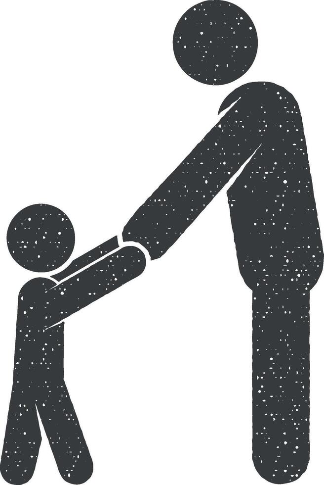 padre participación un niño s mano vector icono ilustración con sello efecto