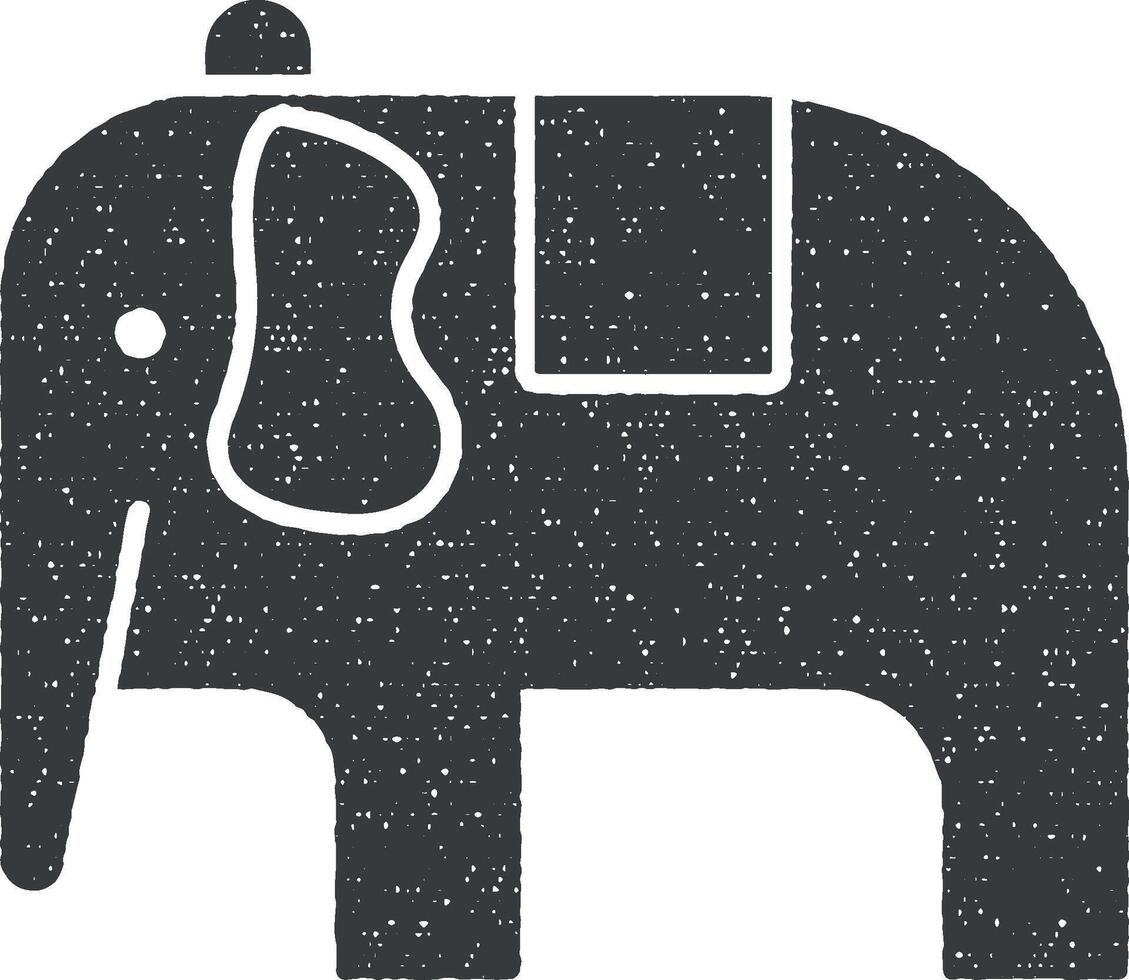 elefante circo glifo estilo vector icono ilustración con sello efecto