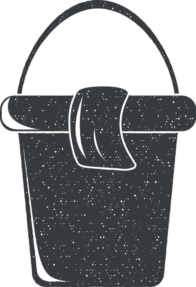 bucket for cleaning vector icon illustration with stamp effect