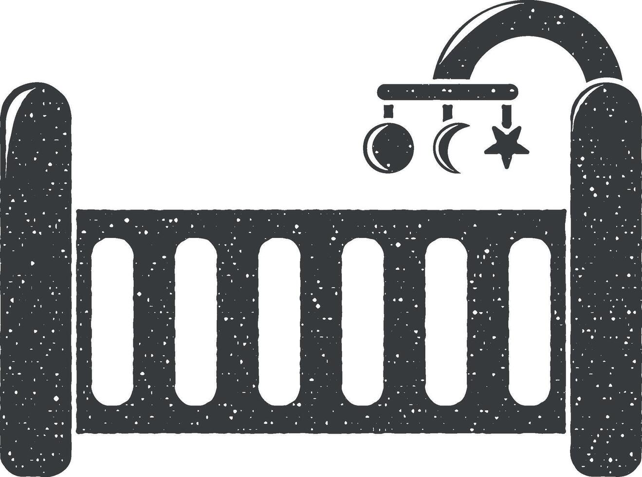 children s bed vector icon illustration with stamp effect