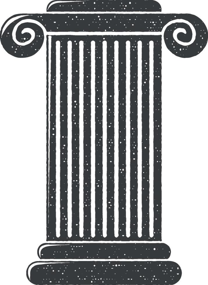greek column vector icon illustration with stamp effect
