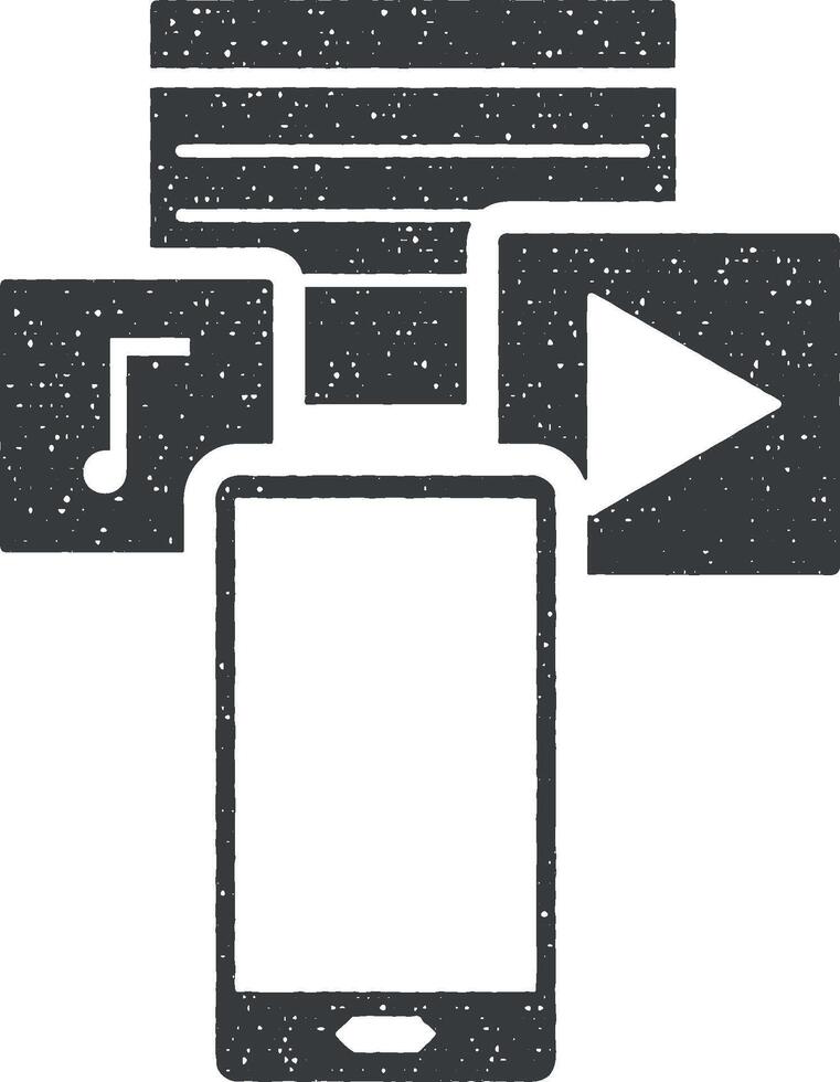 multimedia in your phone vector icon illustration with stamp effect