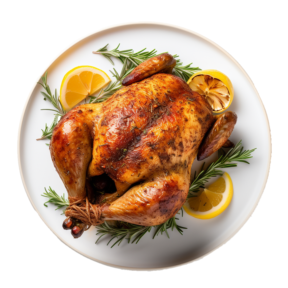 AI generated Chicken on a plate png isolated on transparent background