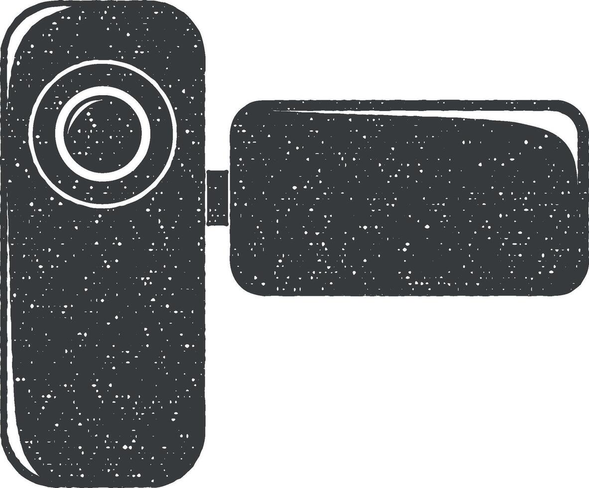 manual video camera vector icon illustration with stamp effect