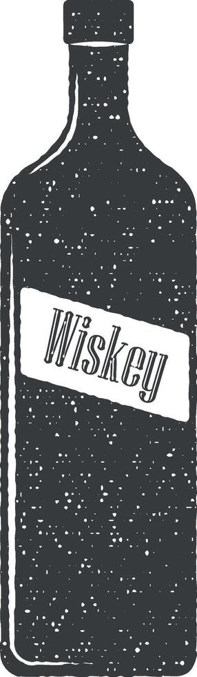 whiskey bottle vector icon illustration with stamp effect