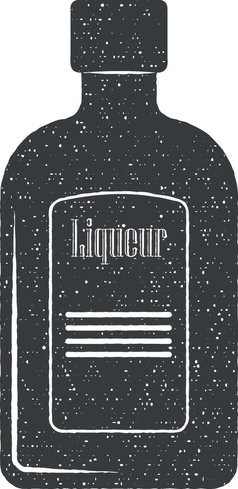 bottle of liquor vector icon illustration with stamp effect