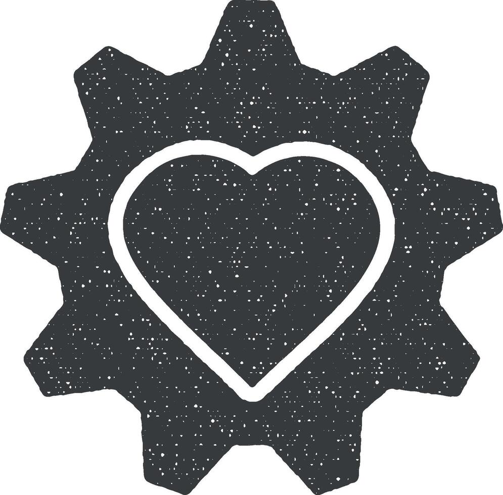 heart in mechanism vector icon illustration with stamp effect