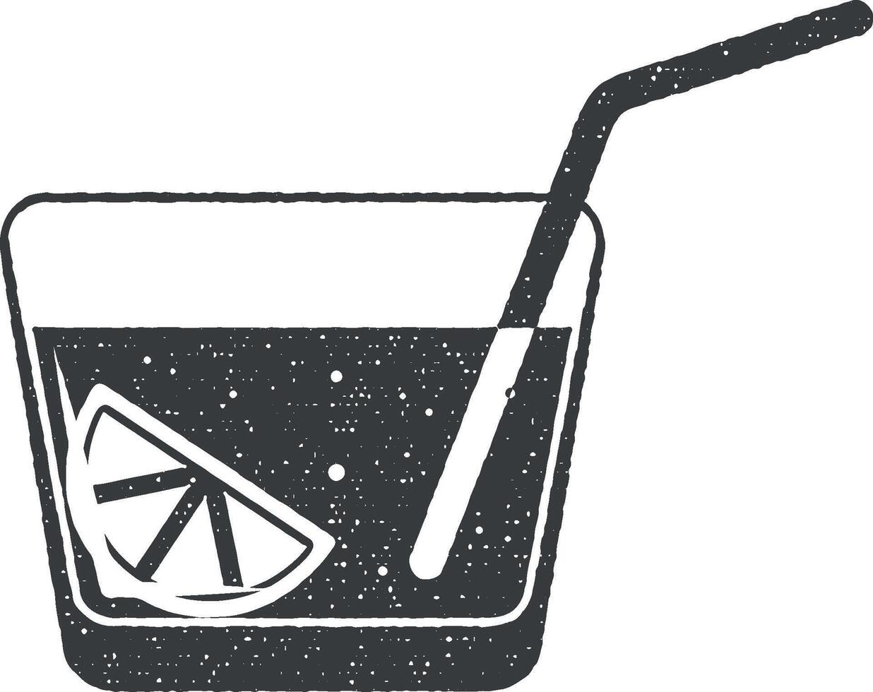 cocktail in a glass vector icon illustration with stamp effect