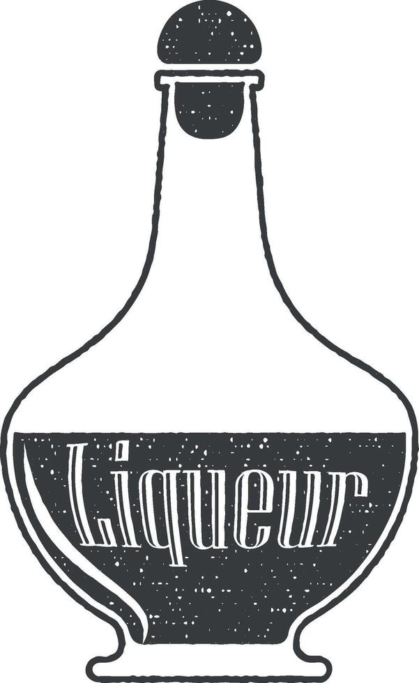 bottle of liquor vector icon illustration with stamp effect