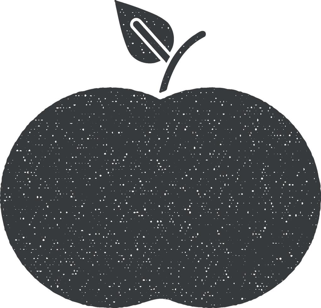 Apple, food, organic vector icon illustration with stamp effect
